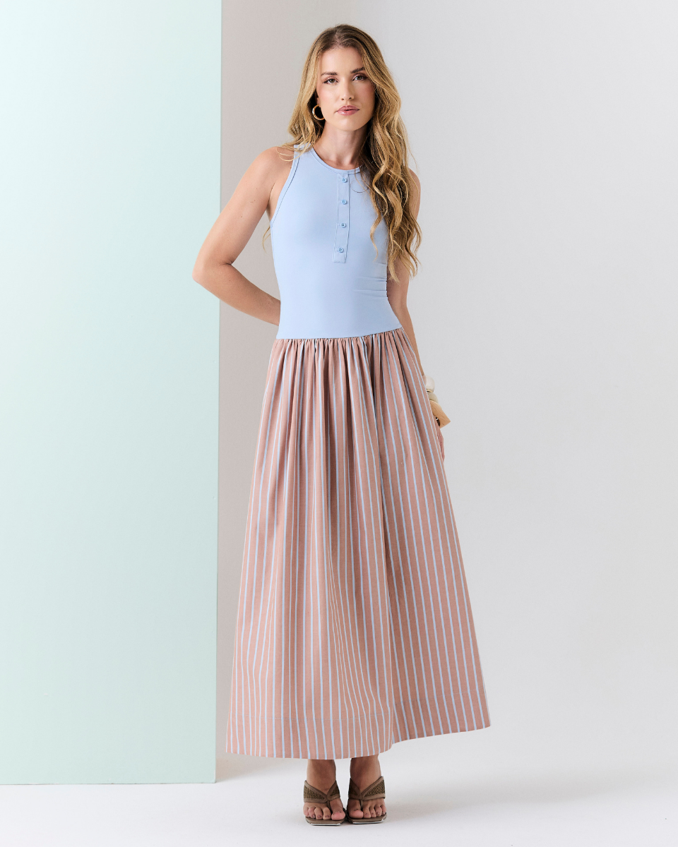 Vestido Rebeca Azul Listrado