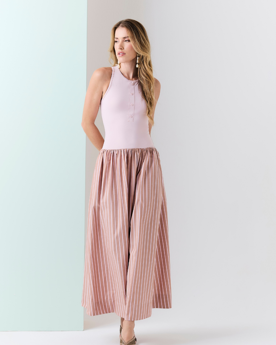 Vestido Rebeca Rosa Listrado