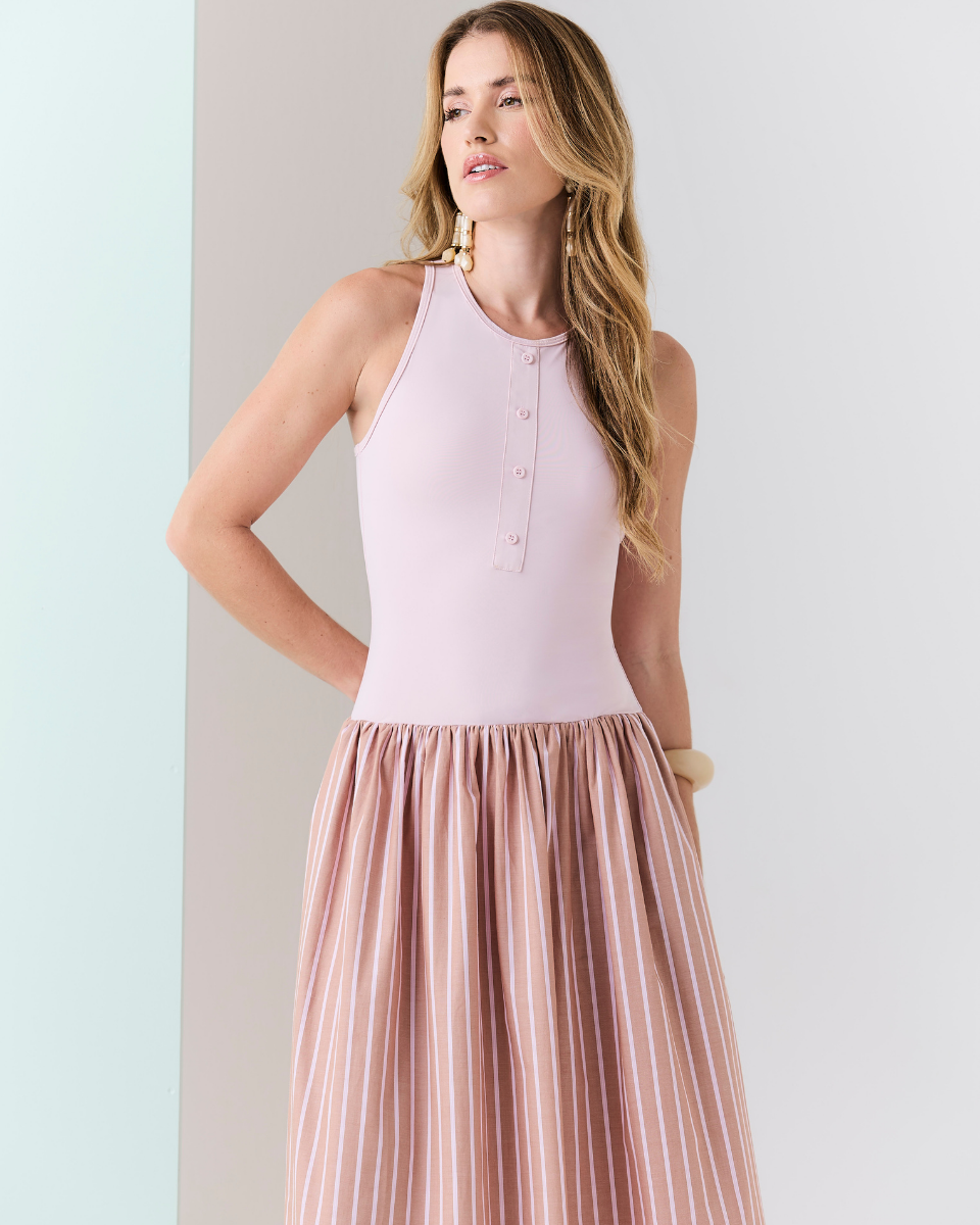 Vestido Rebeca Rosa Listrado