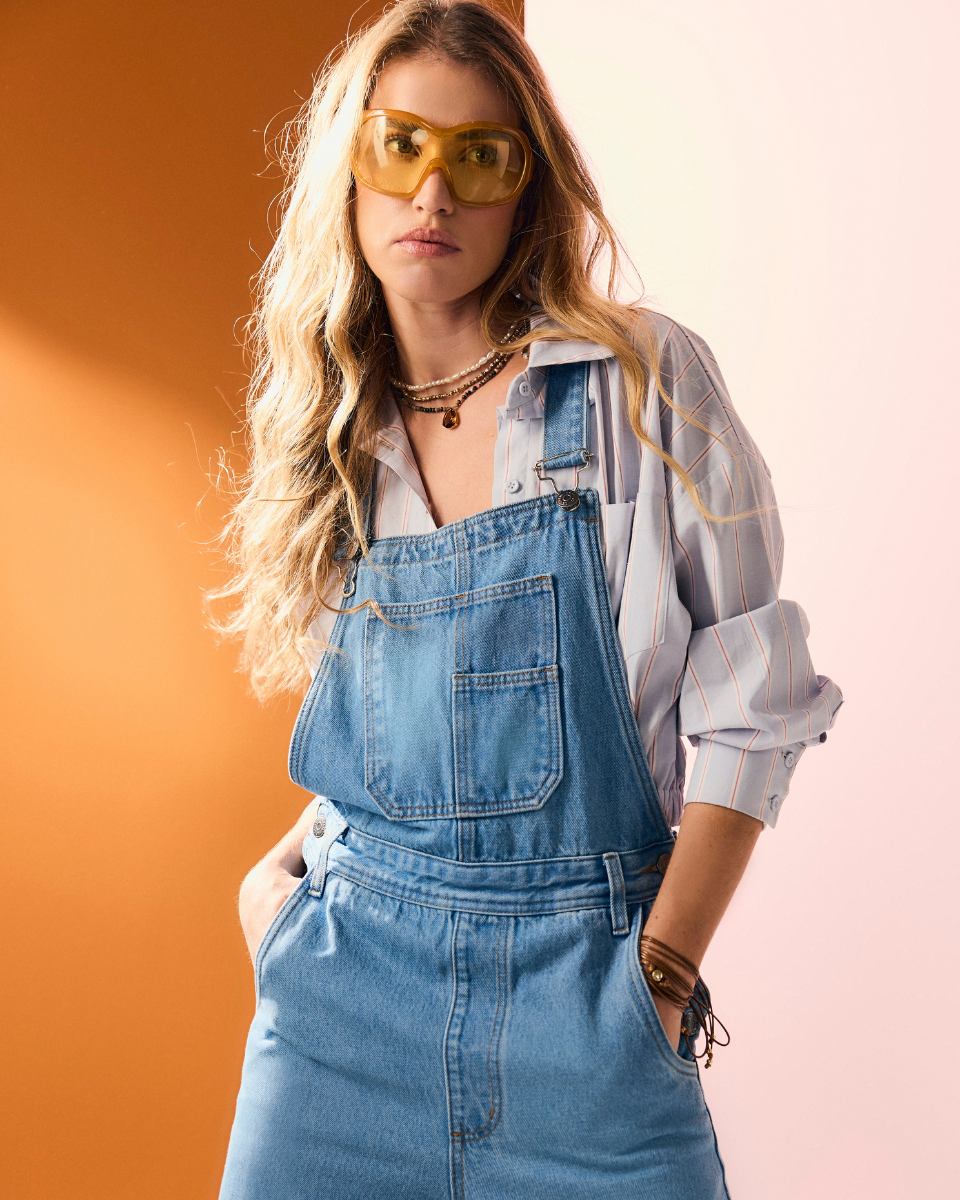 Camisa Violeta Listrada Azul