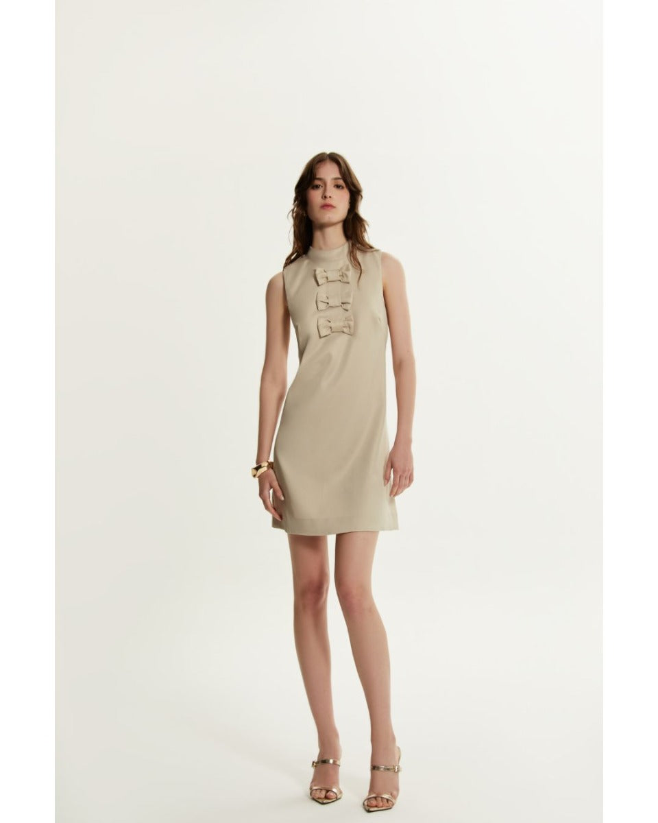 Vestido Flora Curto Bege