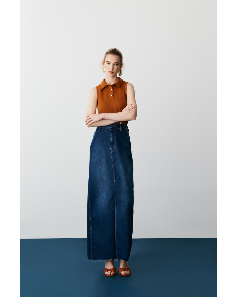 Saia Olga Midi Jeans