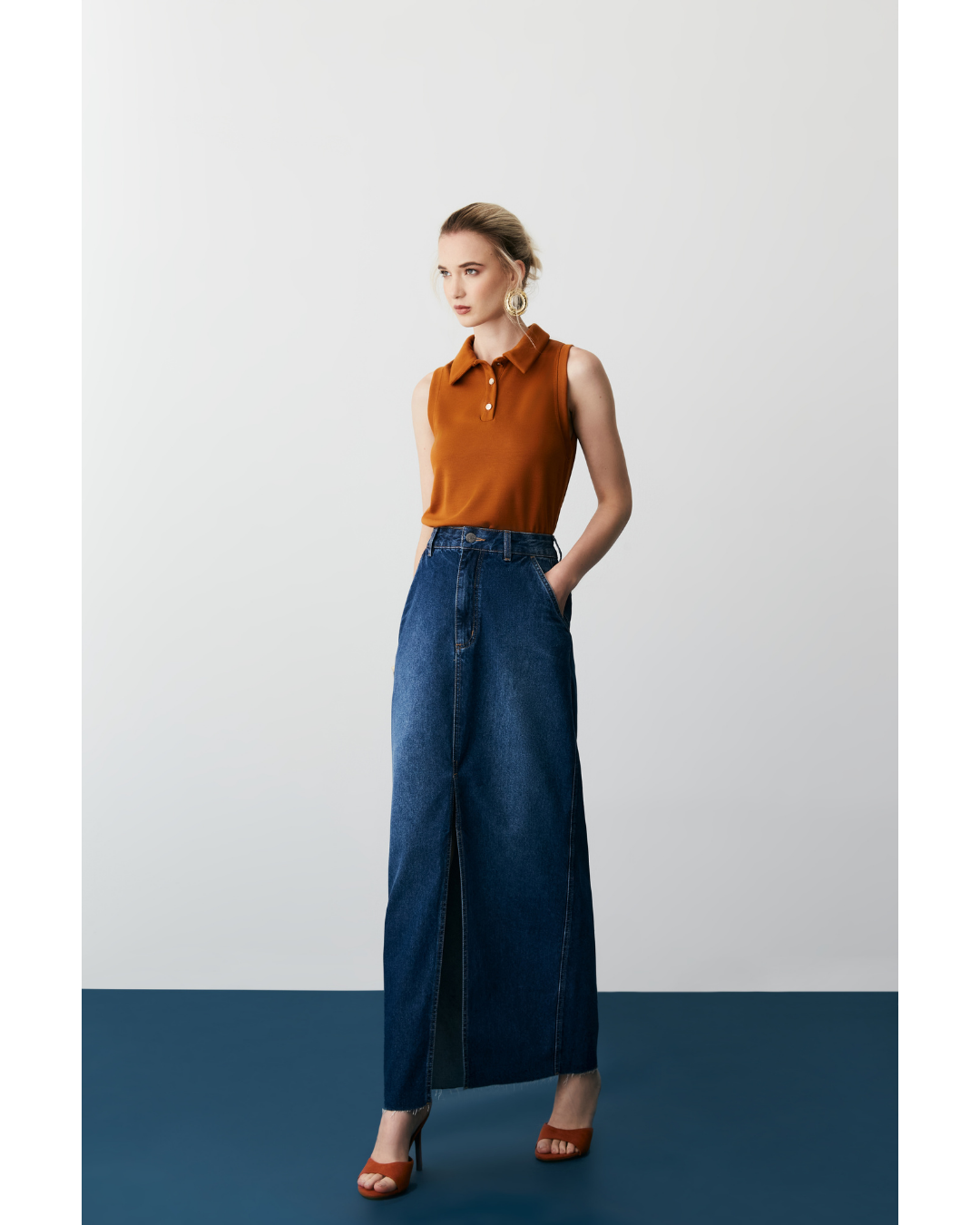 Saia Olga Midi Jeans