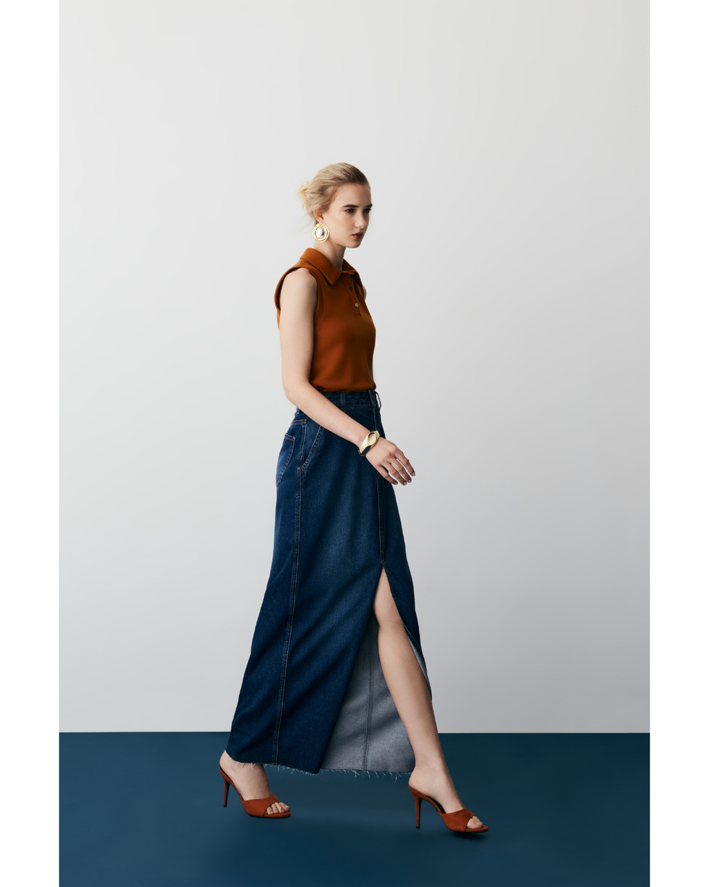 Saia Olga Midi Jeans