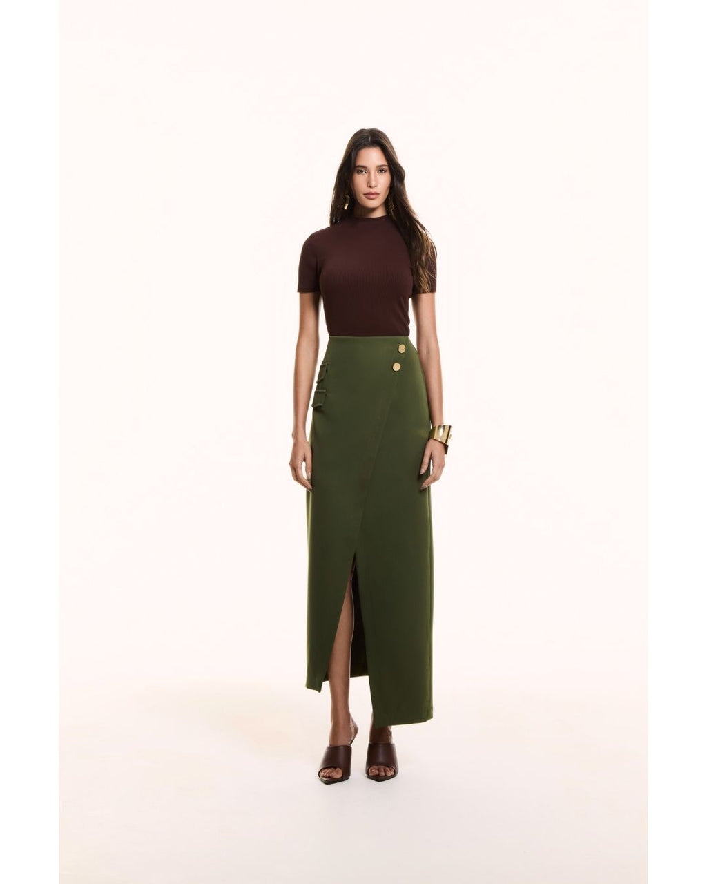 Saia Joana Midi Reta Verde