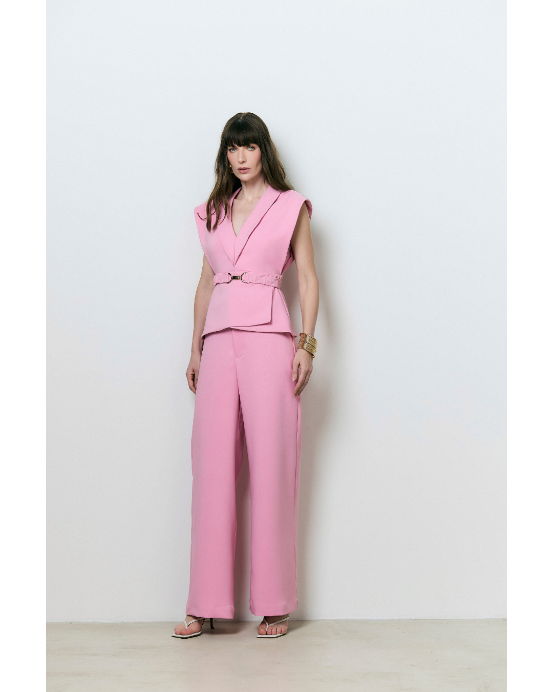 Blusa Dominique Dec. V Det. Cinto Rosa