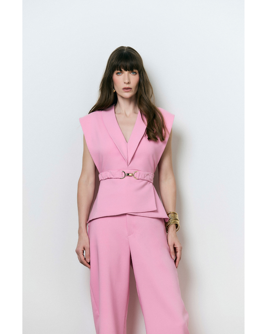Blusa Dominique Dec. V Det. Cinto Rosa