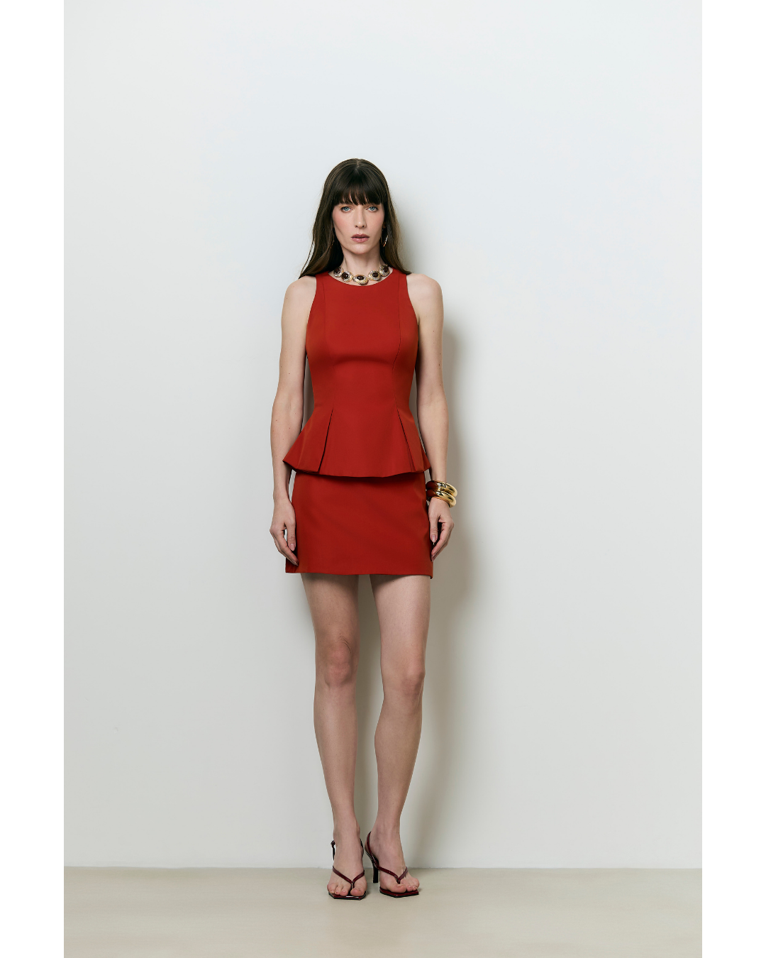 Blusa Livia Dec Redondo Det. Prega Vermelho