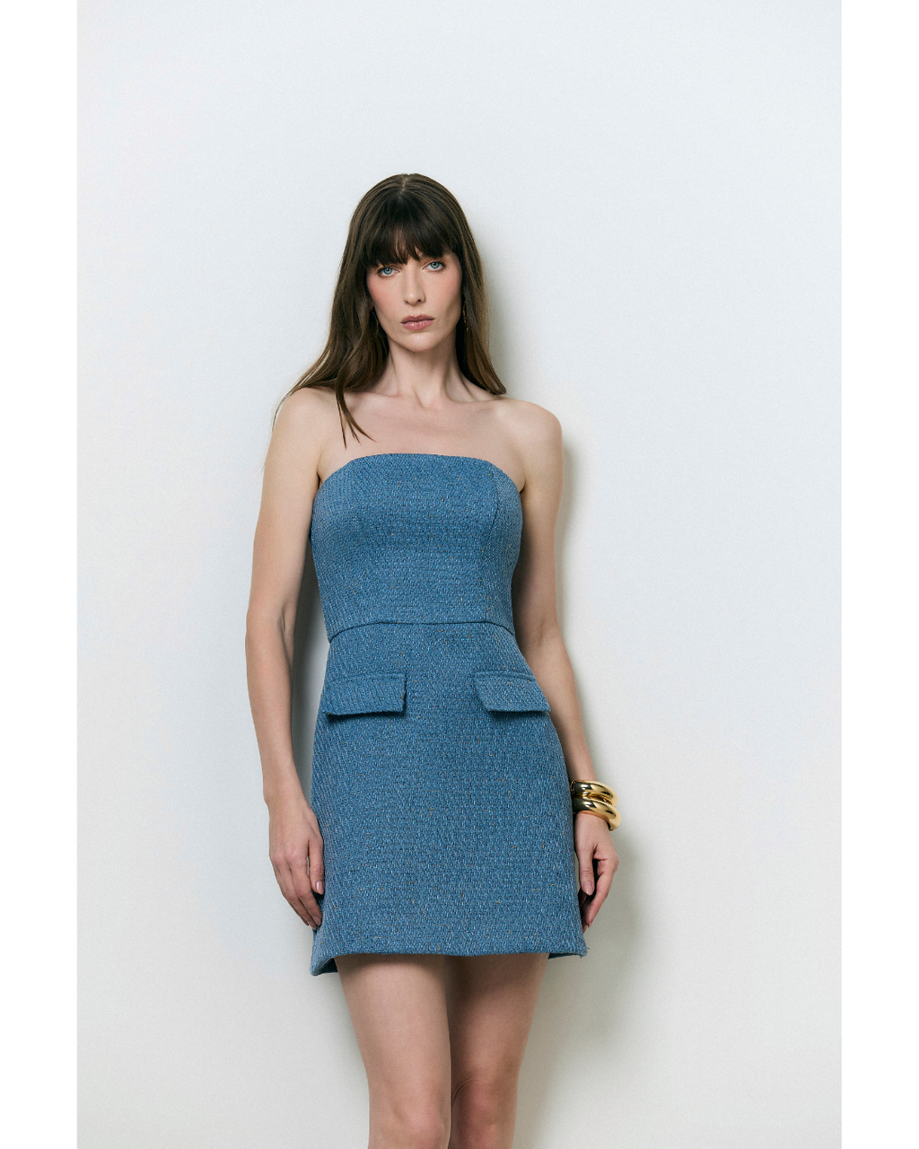 Vestido Francine Curto Dec. Tomara Que Caia Azul