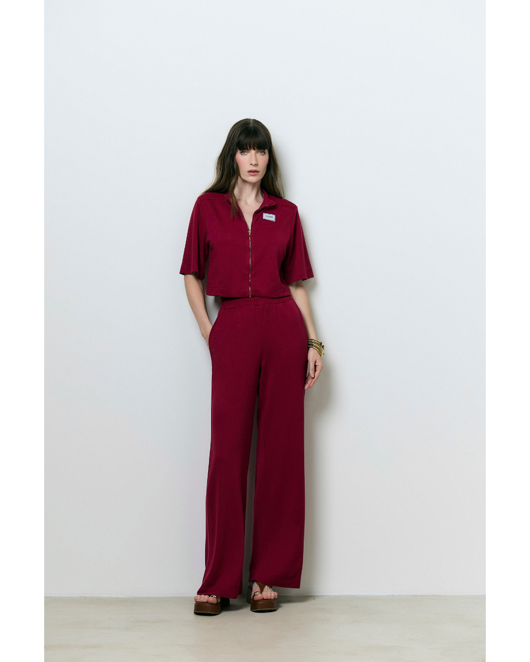 Calça Alice Pantalona Bordô