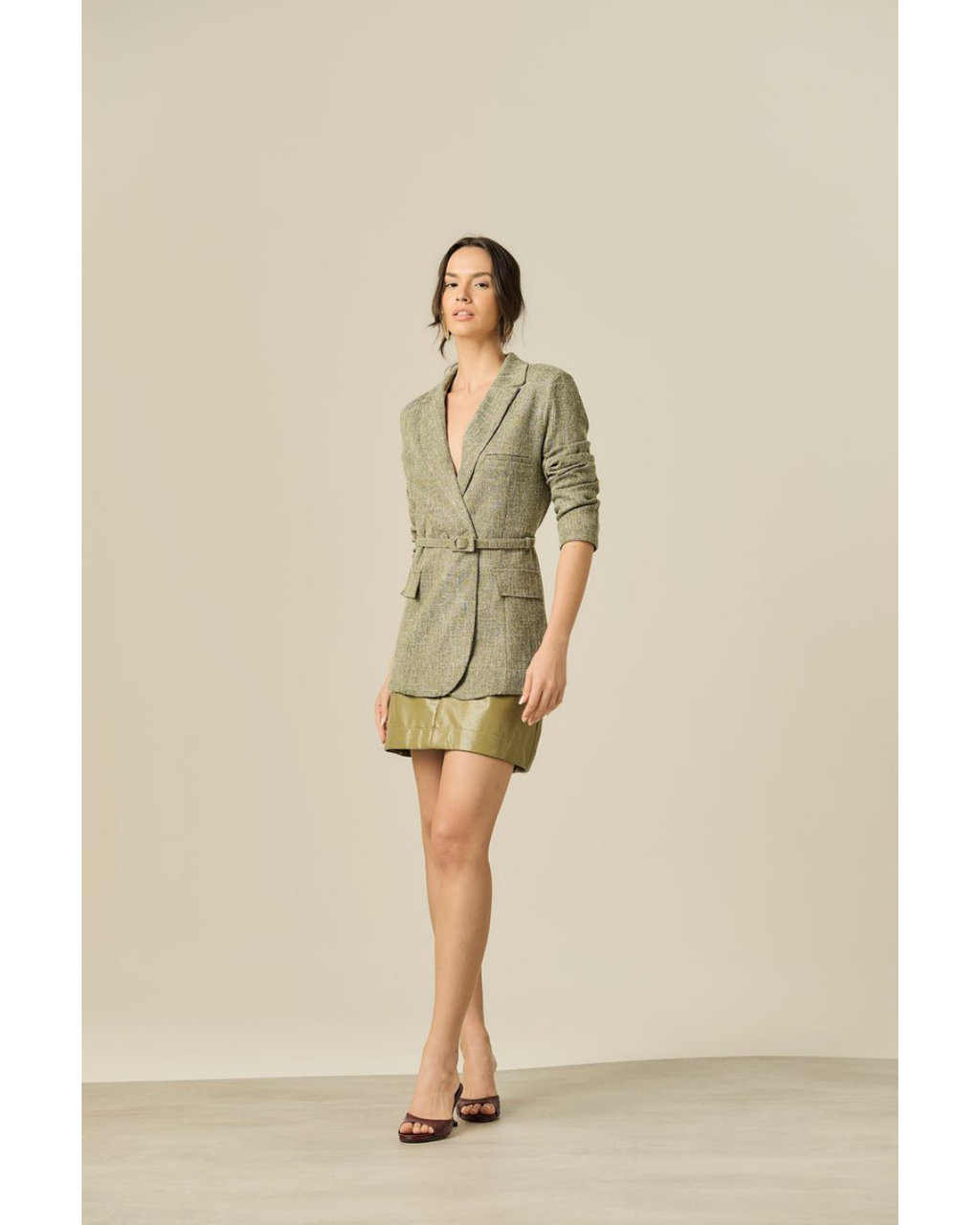 Blazer Grazy Ajustado Det. Cinto Verde