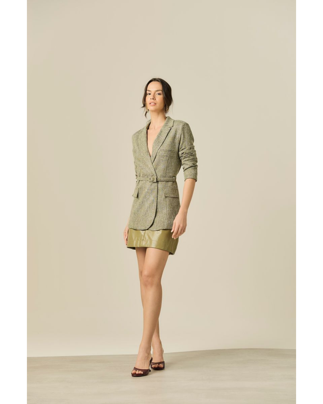 Blazer Grazy Ajustado Det. Cinto Verde