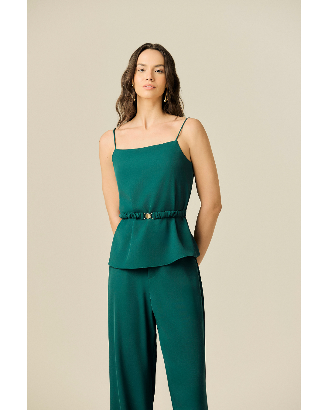 Calça Olivia Pantalona Det. Bolso Verde
