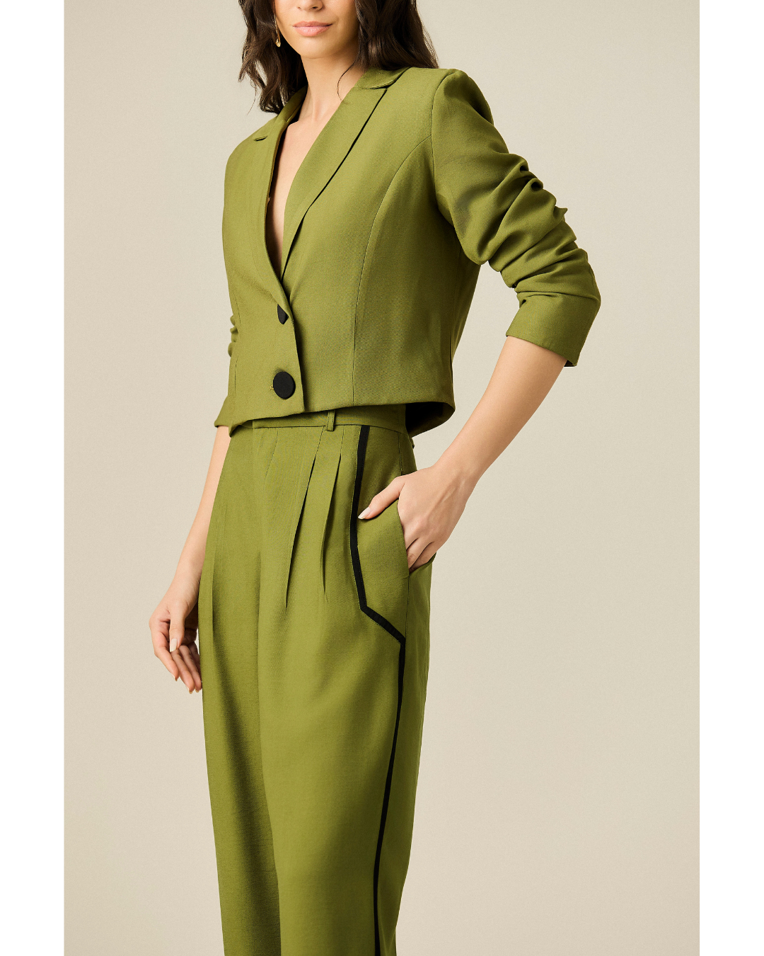 Blazer Manuela Cropped Det. Botão Verde