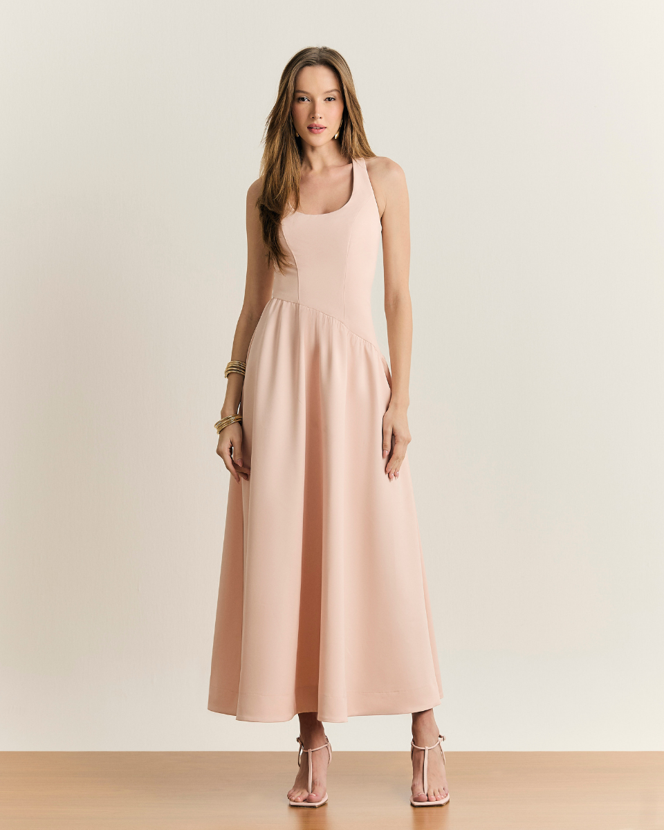 Vestido Inês Longo Rosa
