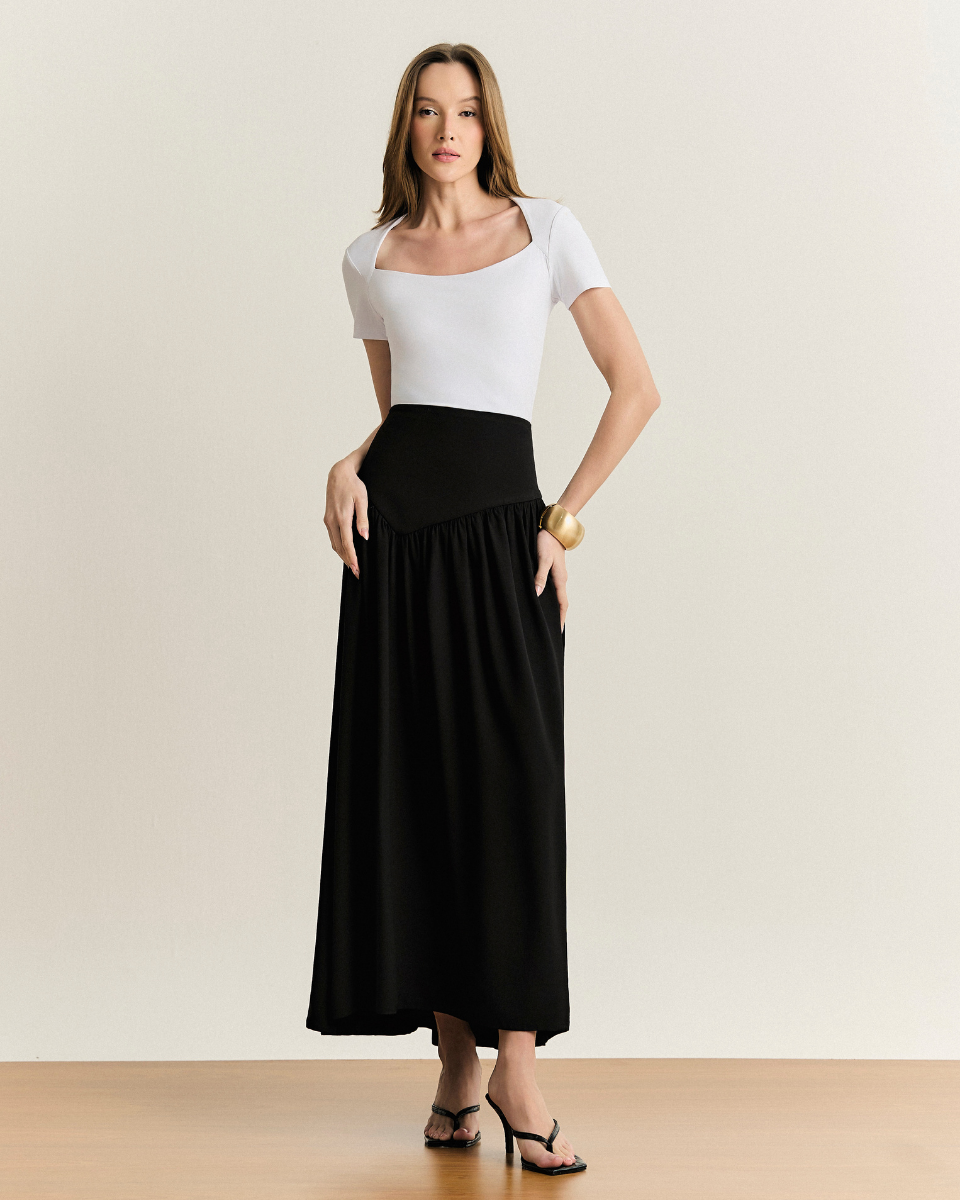 Blusa Gabriela Manga Curta Off White