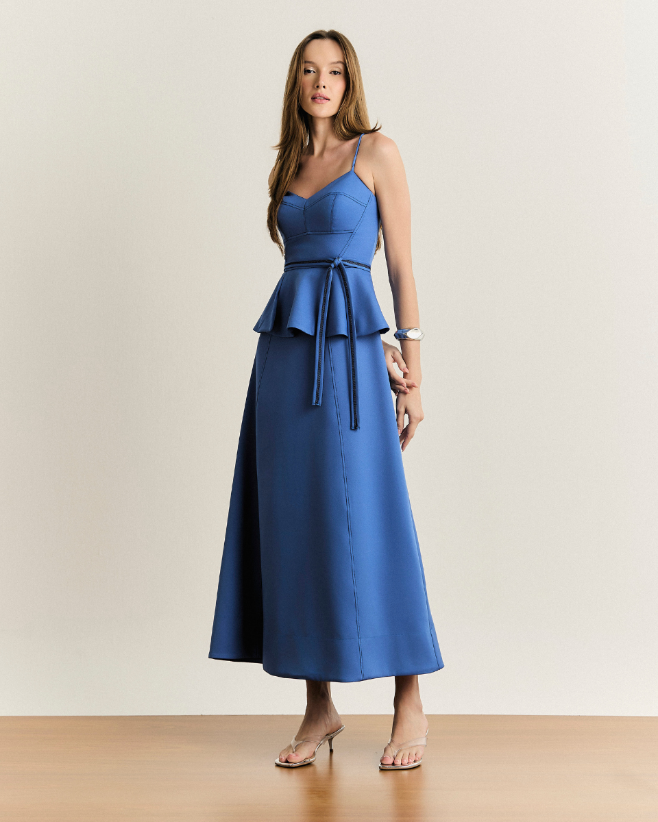 Vestido Cíntia Longo Azul
