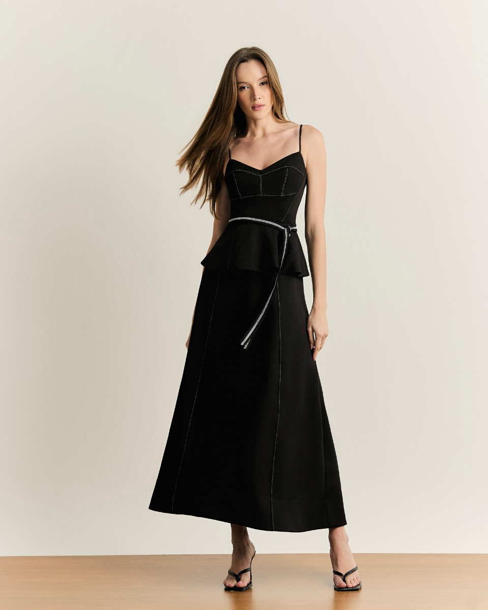 Vestido Cíntia Longo Preto
