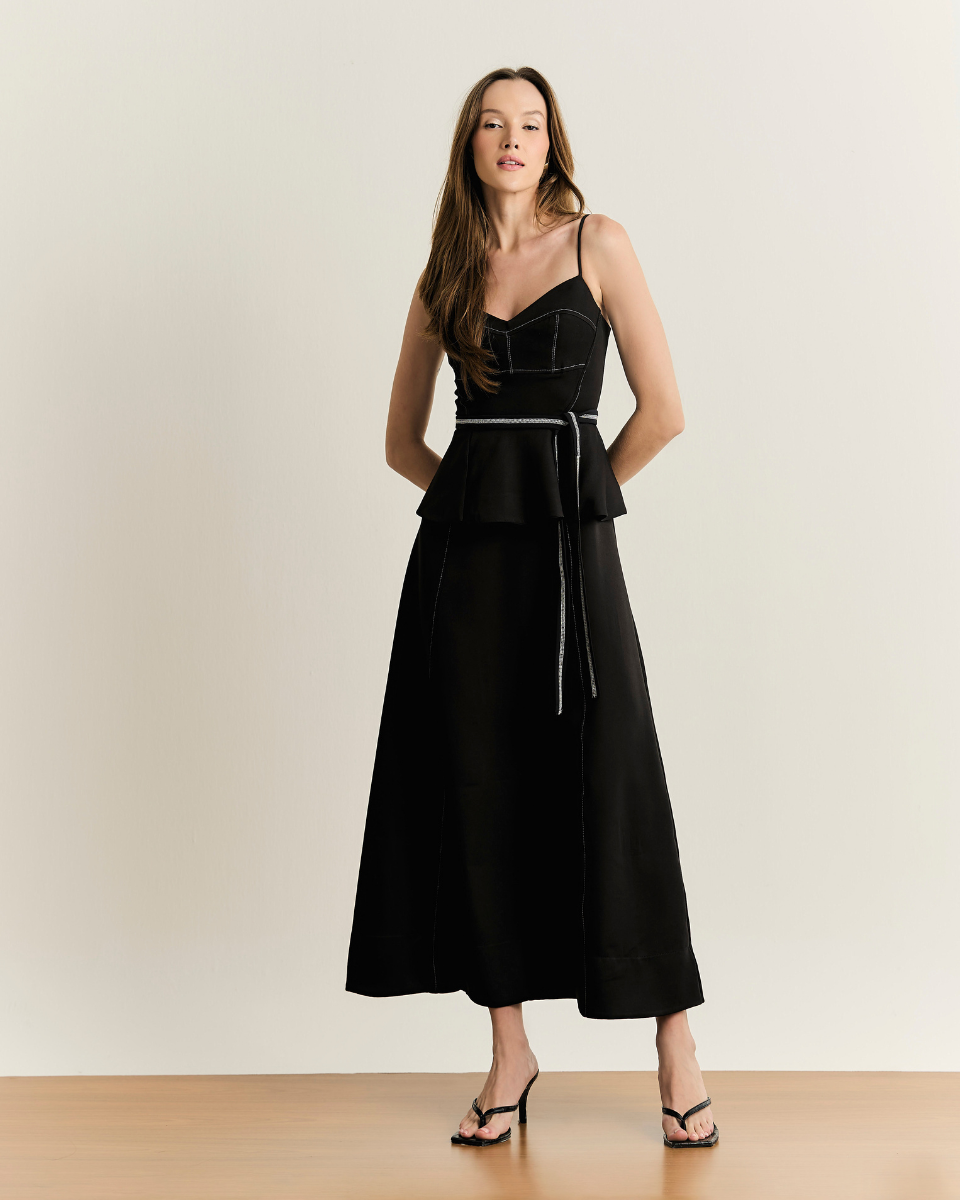 Vestido Cíntia Longo Preto
