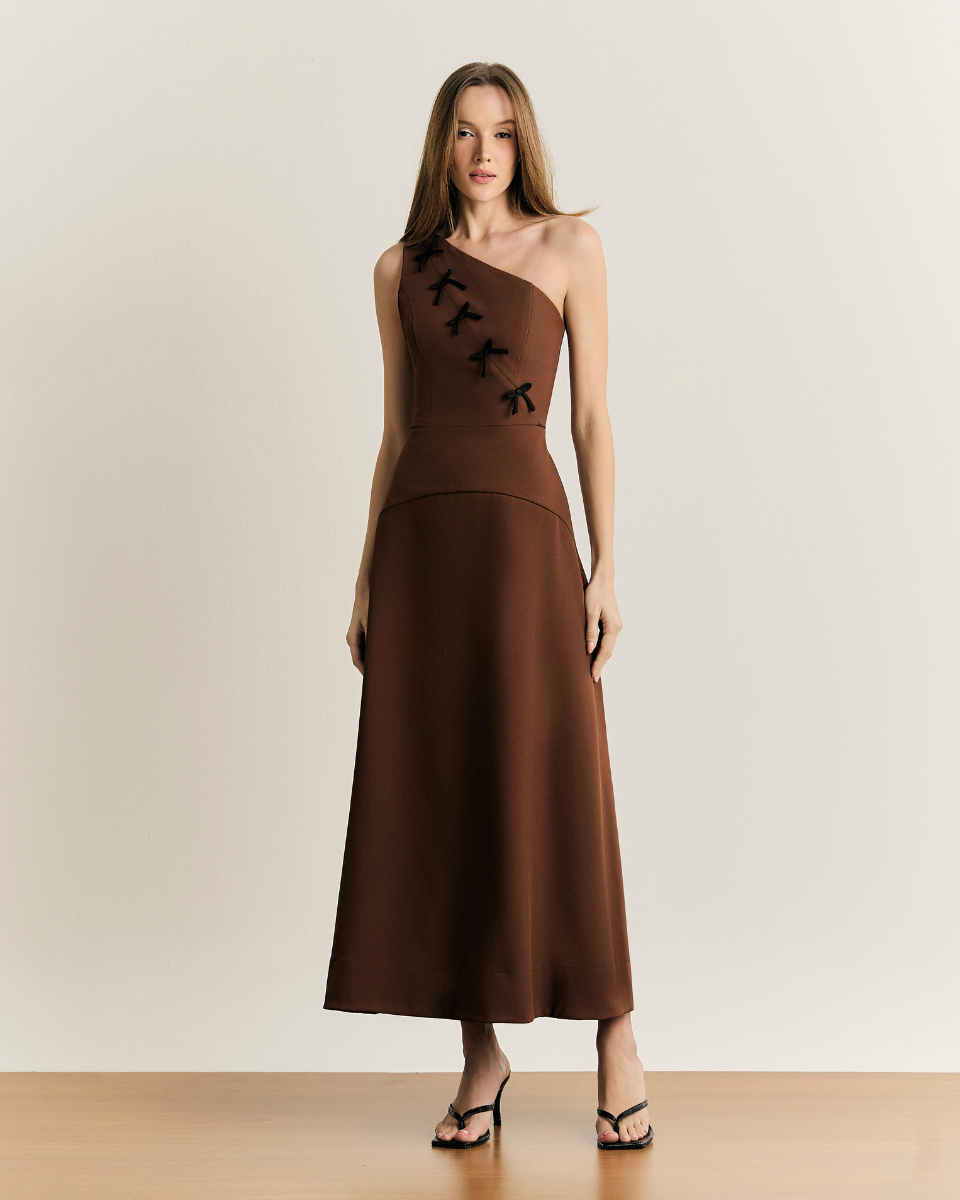 Vestido Geissiane Longo Marrom