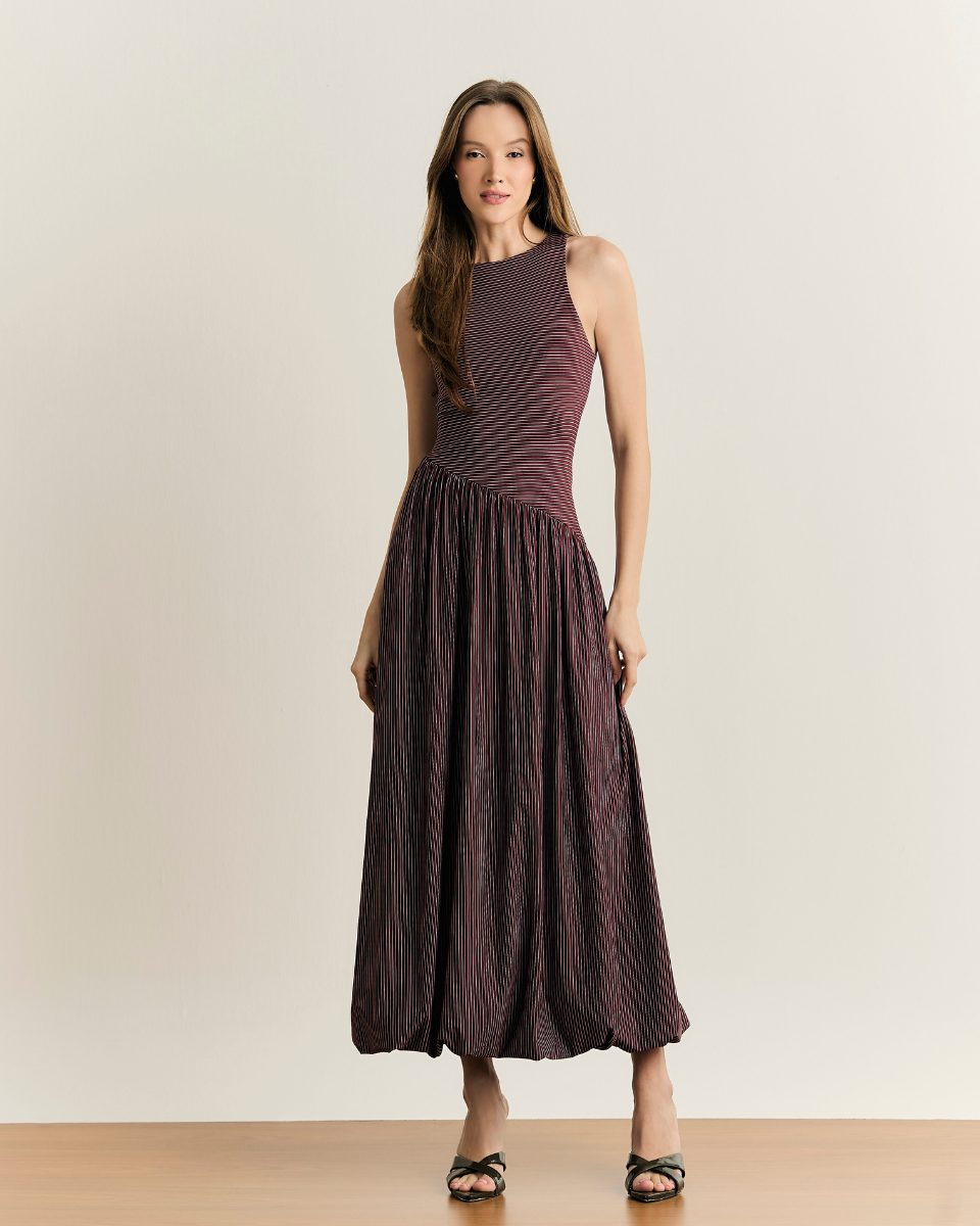 Vestido Géssica Longo Bordô