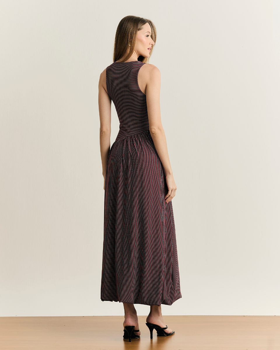 Vestido Géssica Longo Bordô