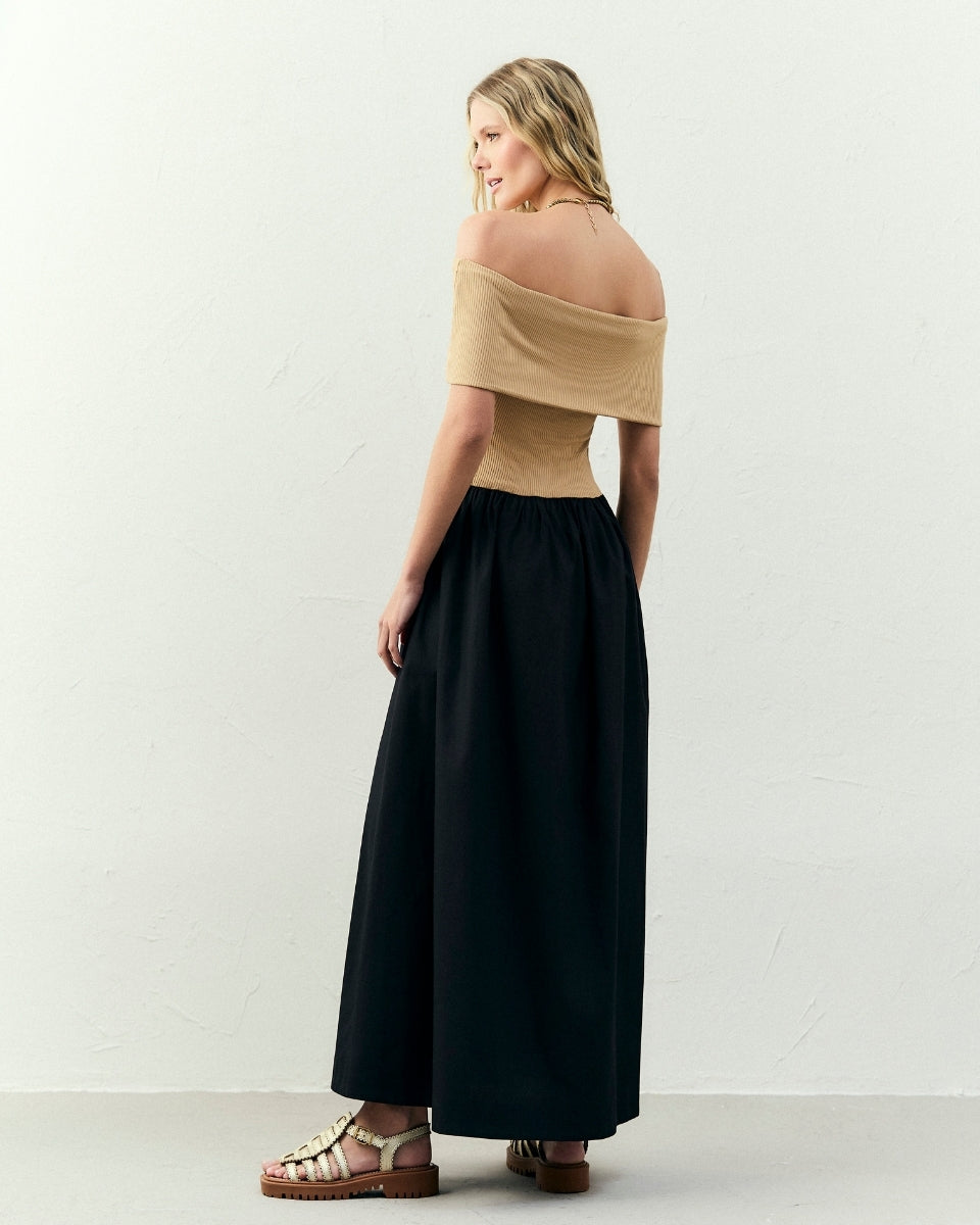 Vestido Zaya Bege-Preto