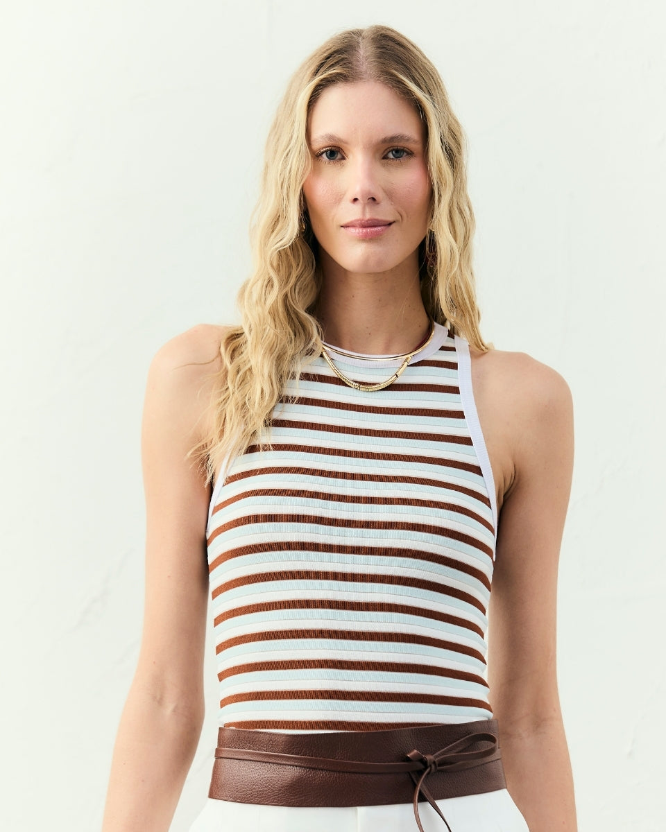 Blusa Renata Listrado com Azul