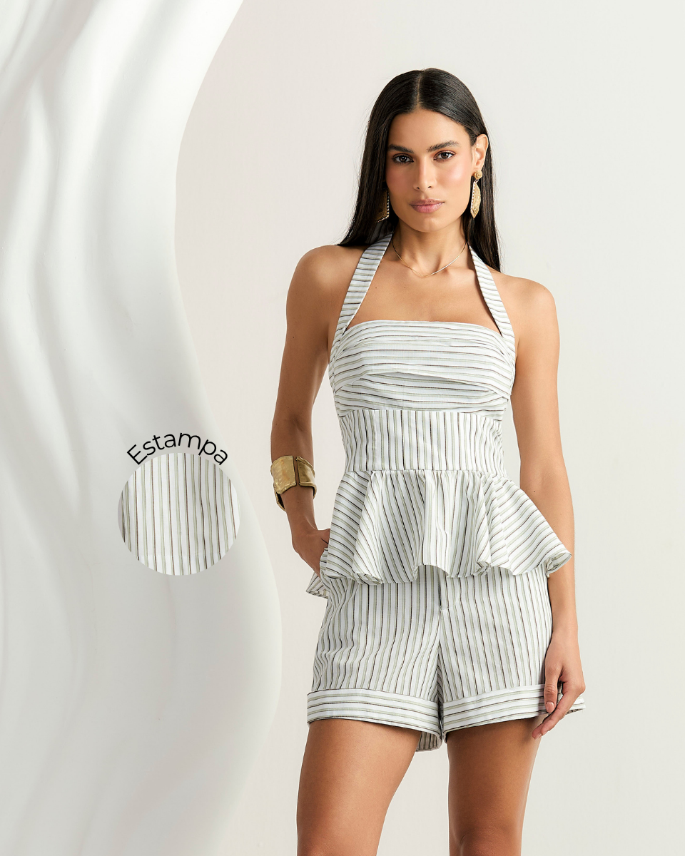 Short Paola Curto Listra Verde