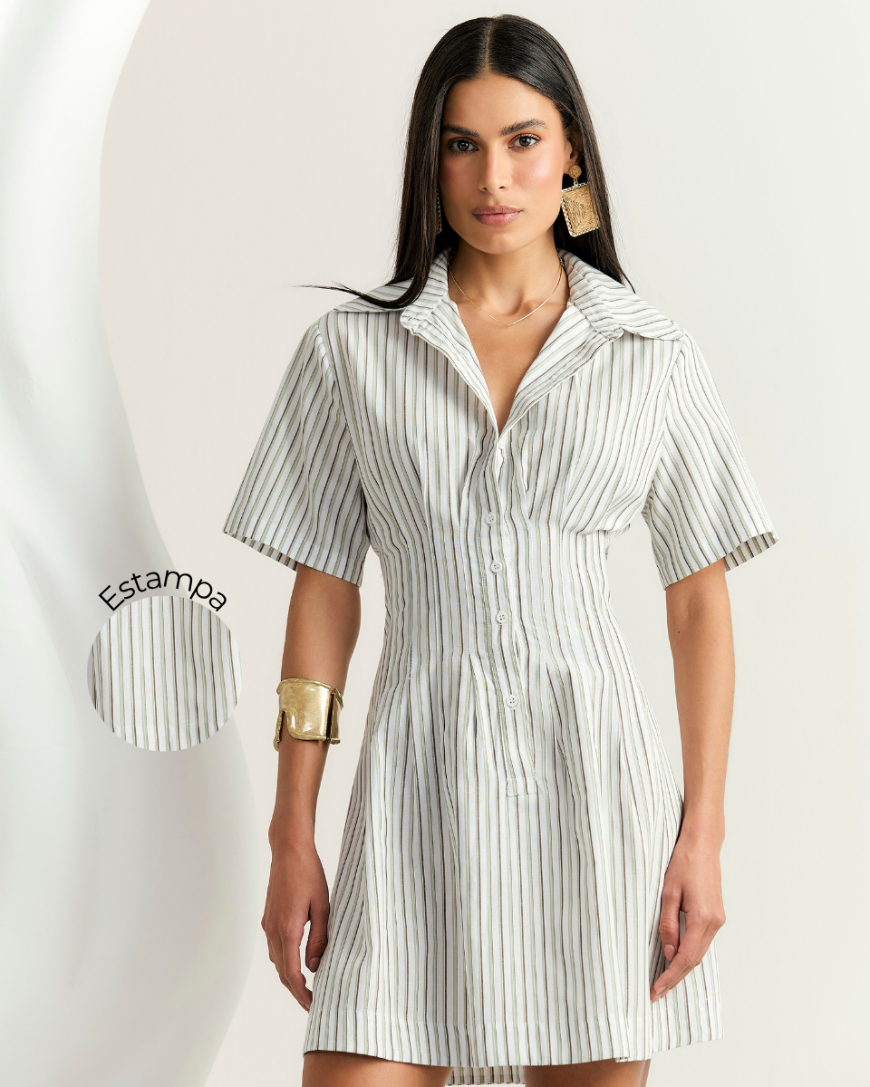 Vestido Raira Curto Listra Verde