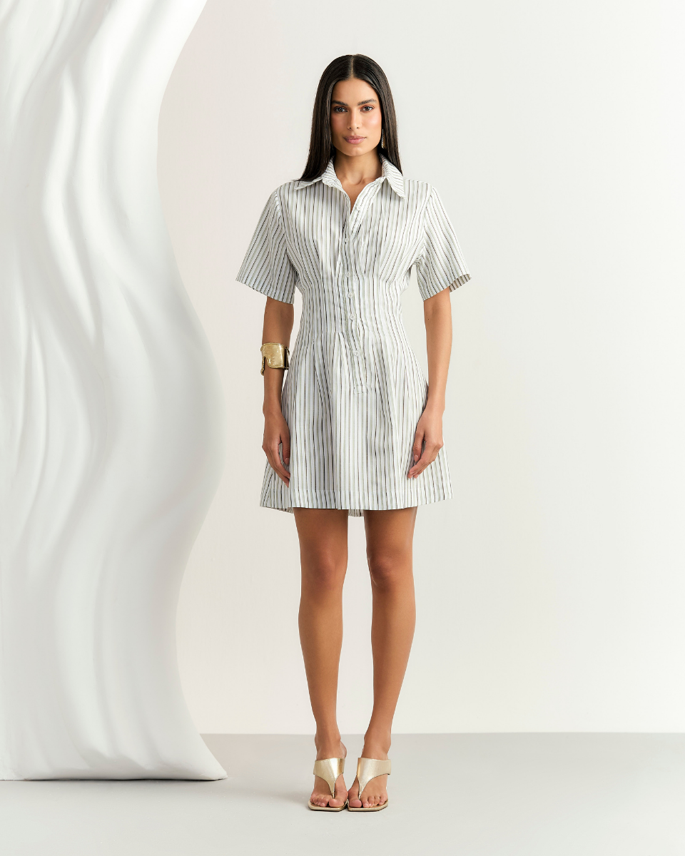 Vestido Raira Curto Listra Verde