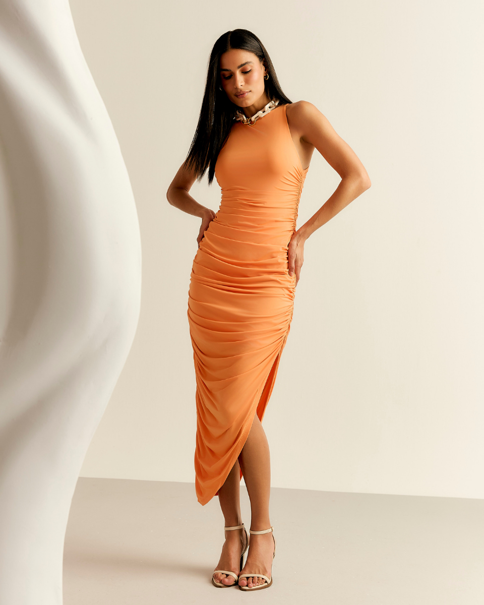 Vestido Naya Assimétrico Laranja