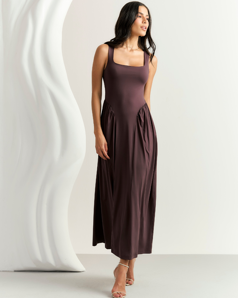 Vestido Vanessa Longo Marrom