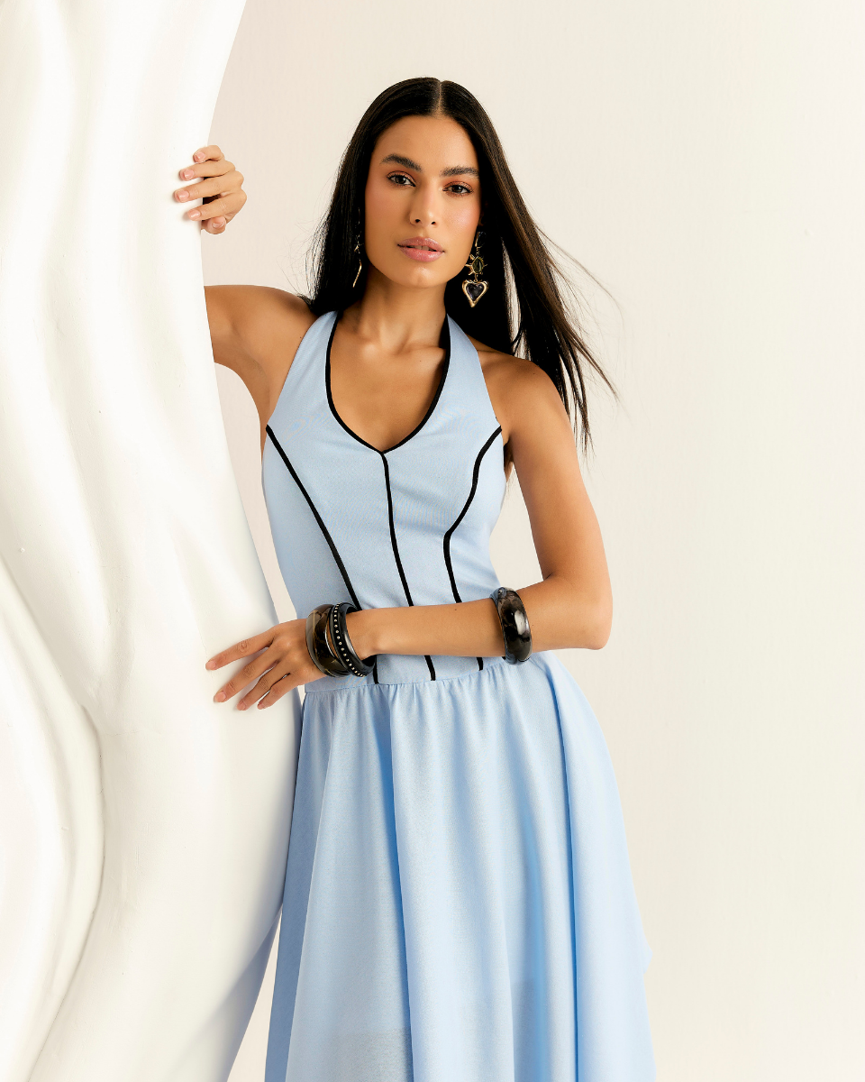 Vestido Amanda Assimétrico Azul