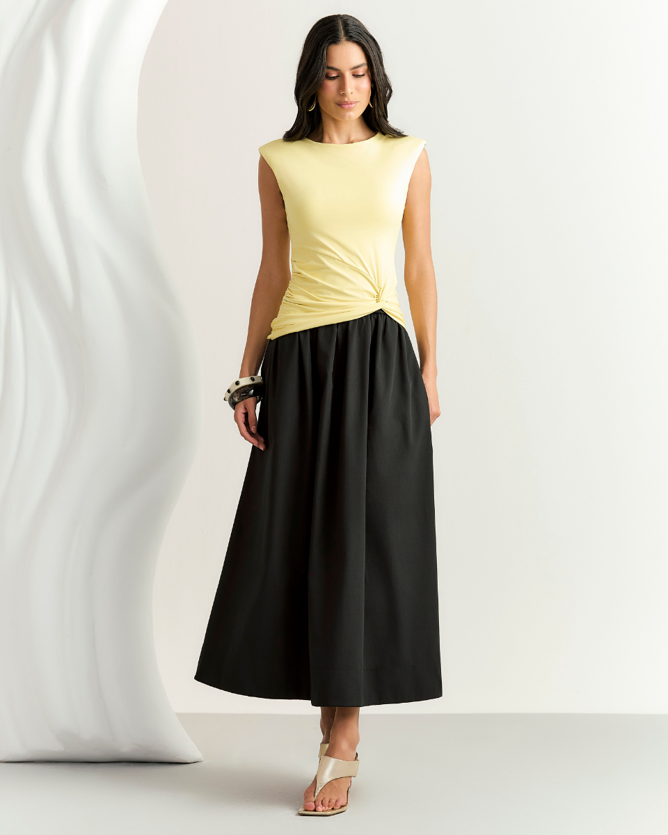 Blusa Elisa Dec. Canoa Amarelo