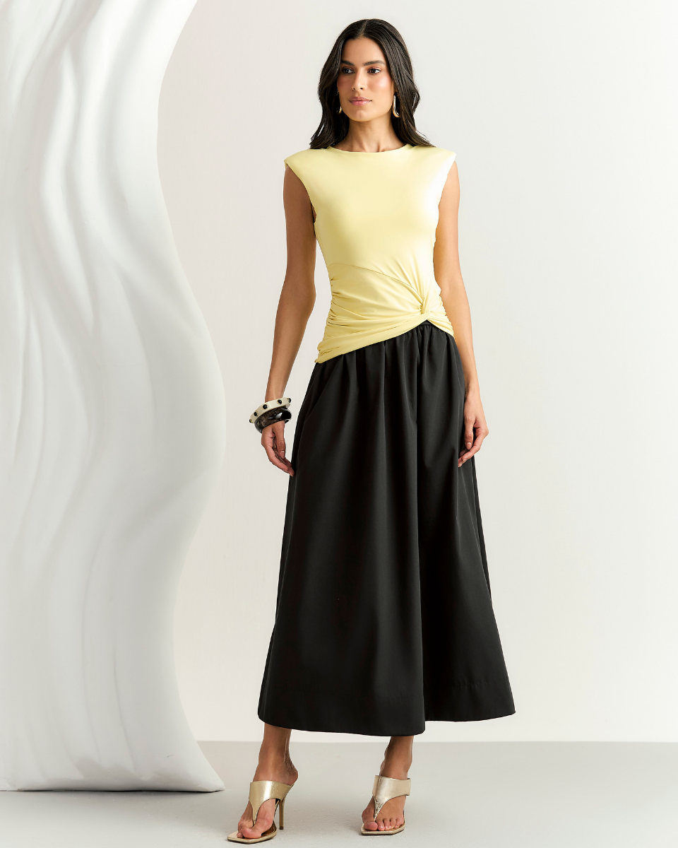 Blusa Elisa Dec. Canoa Amarelo