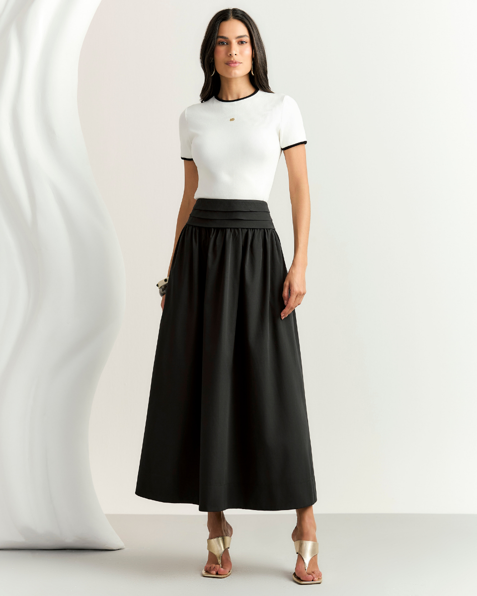 Blusa Franciny Off White e Preto