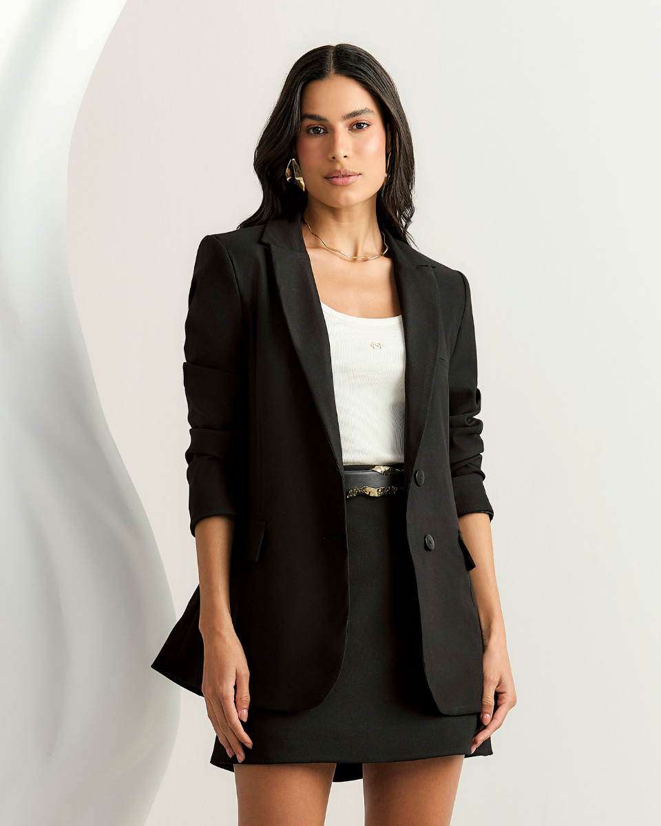 Blazer Catarina Ajustado Preto