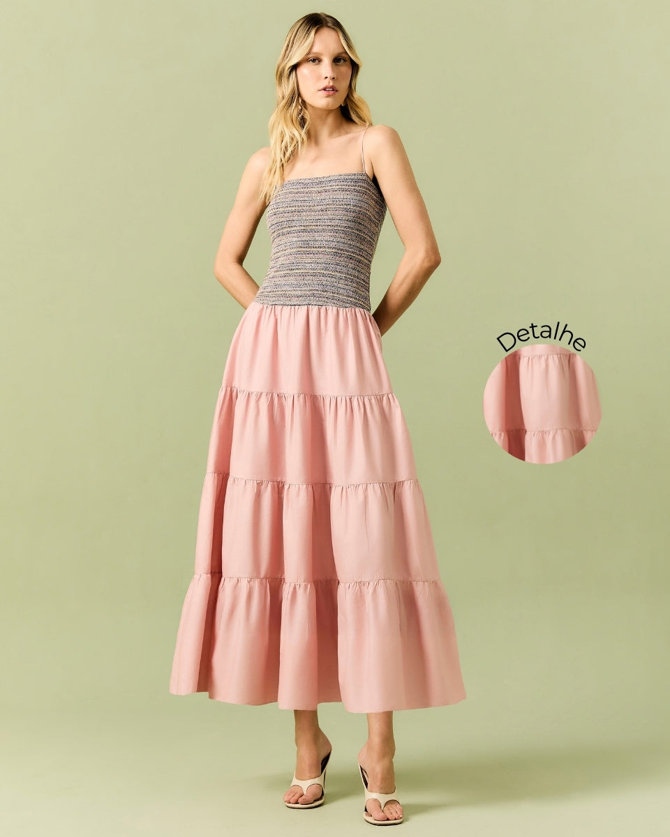 Vestido Alexandra Estampado e Rosa