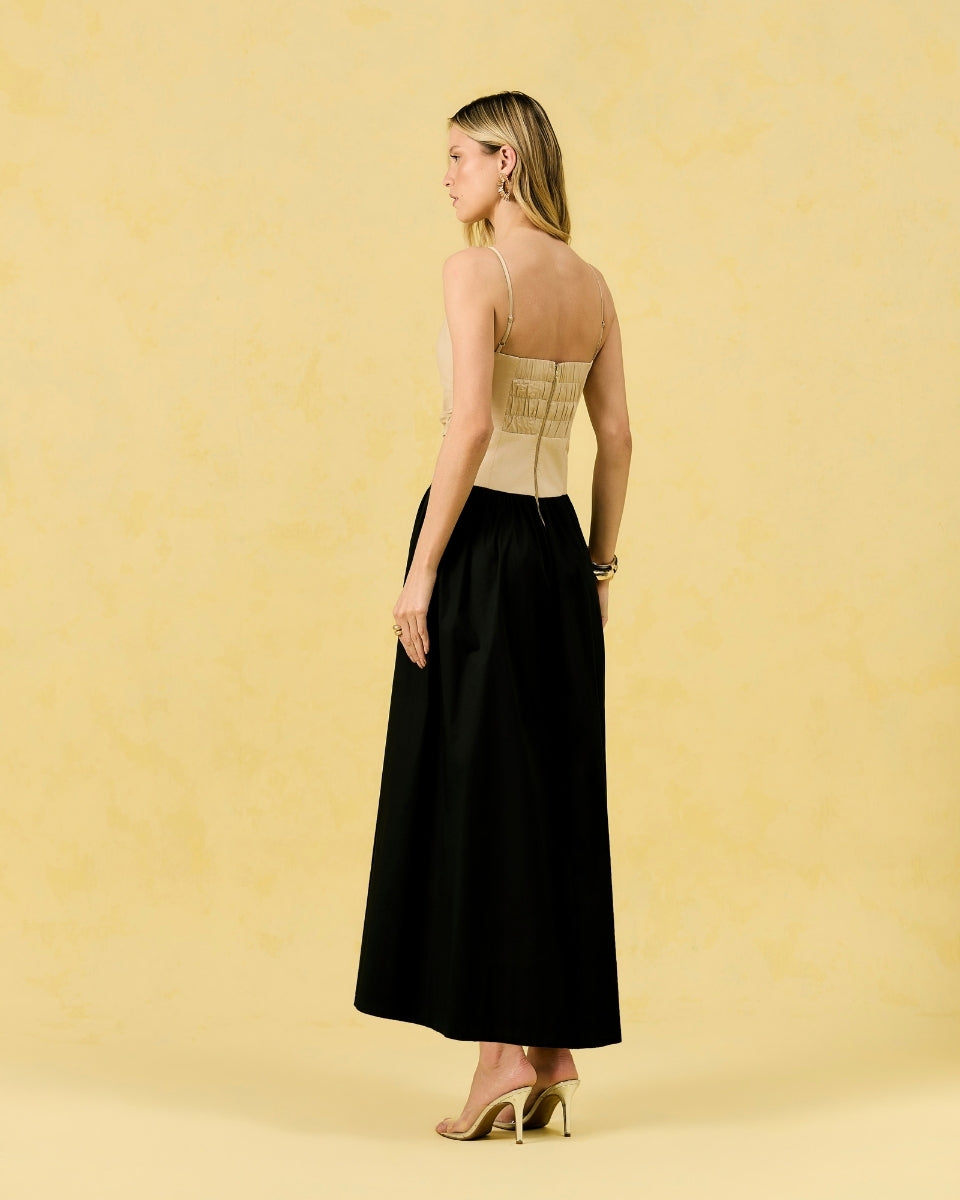 Vestido Lauren Bege e Preto