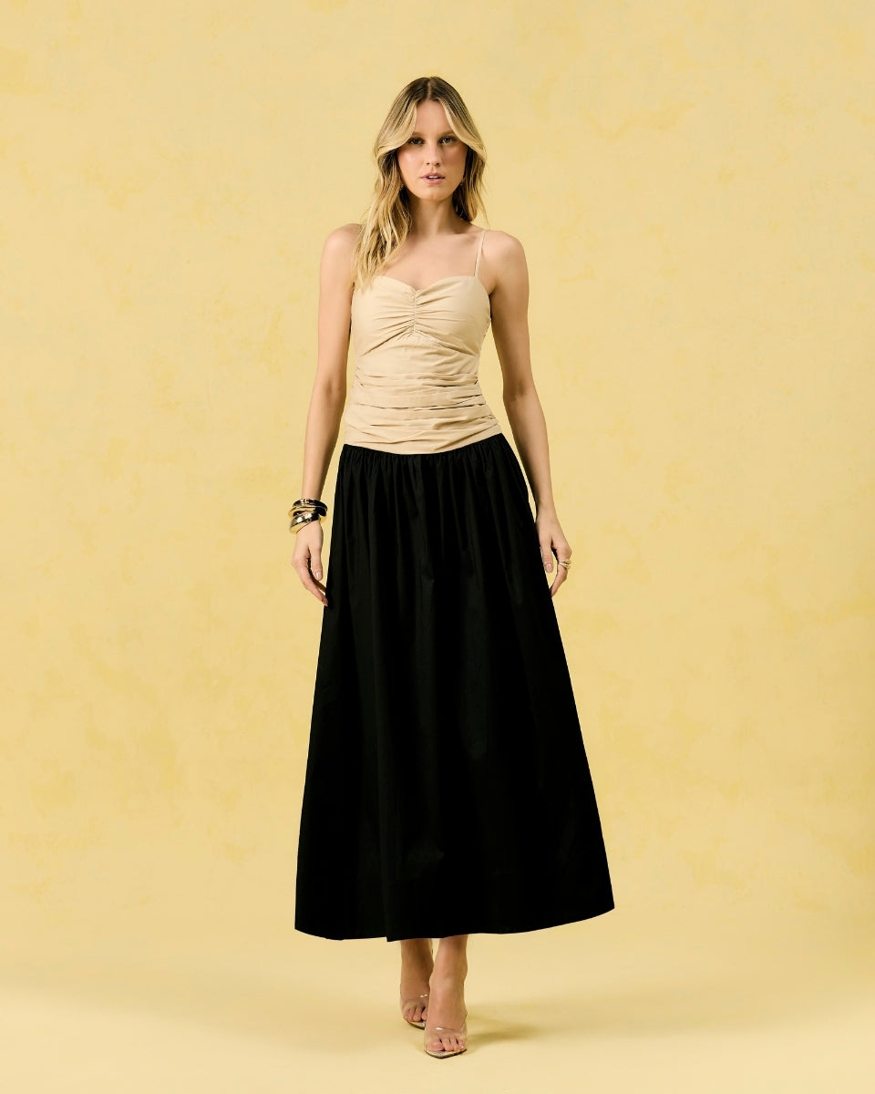 Vestido Lauren Bege e Preto