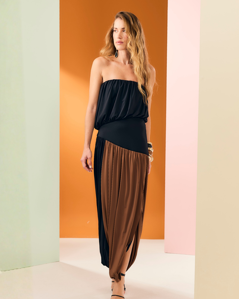Vestido Hailey Preto e Marrom