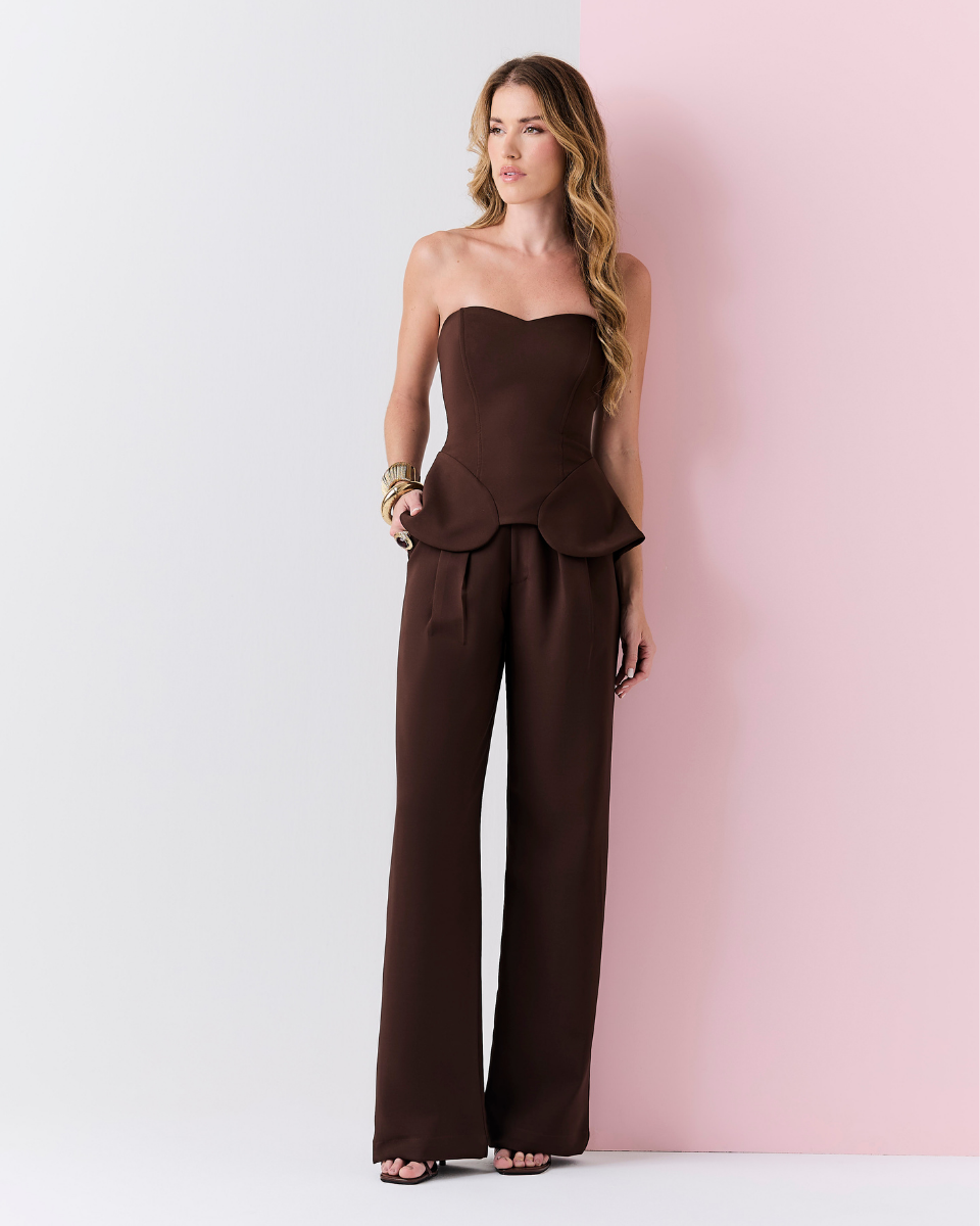 Calça Jordana Pantalona Marrom