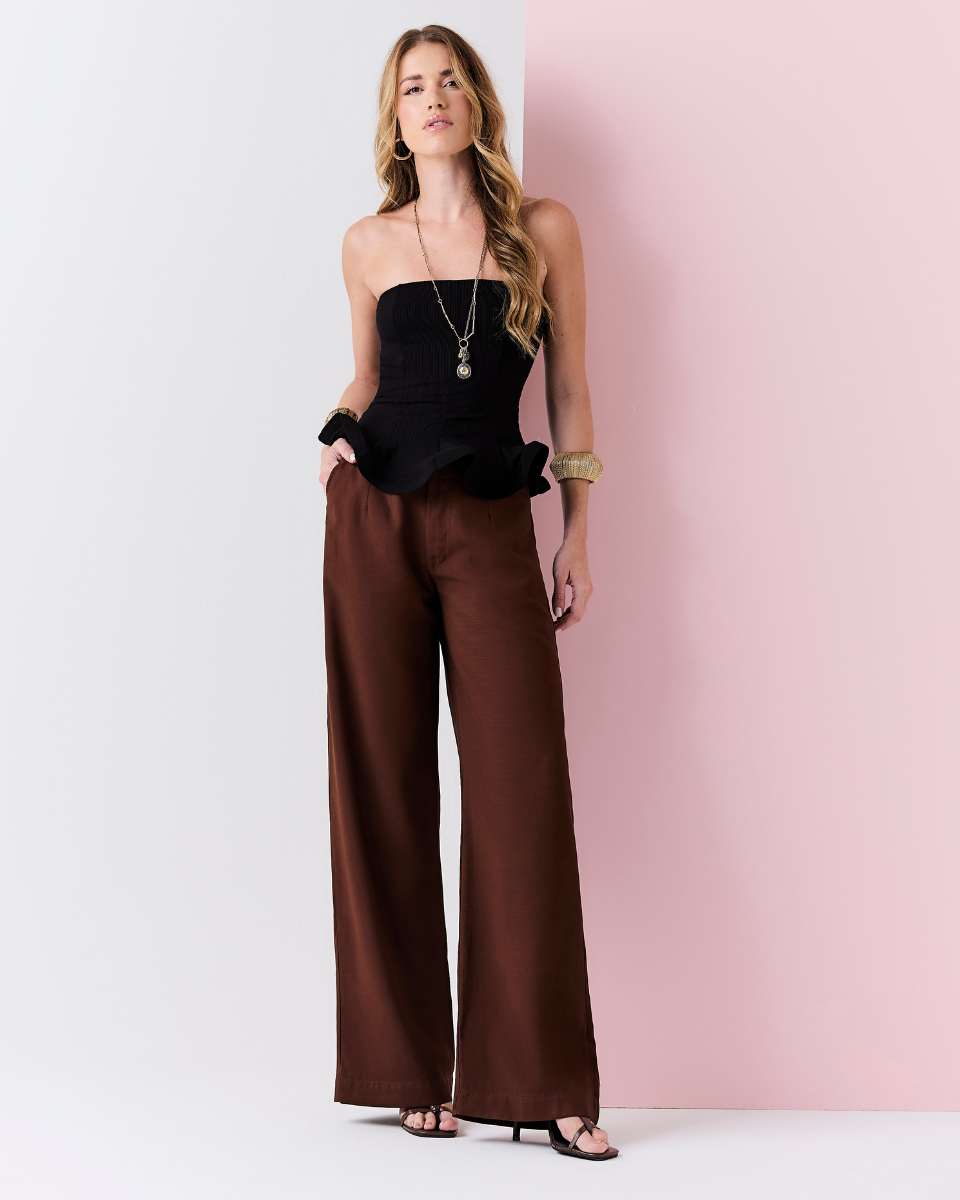 Calça Jordana Pantalona Marrom